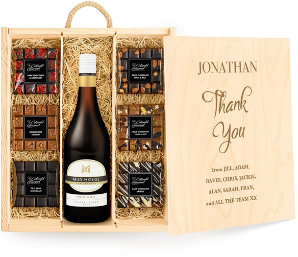 Thank You Large Personalised Chocolate Tasting Experience With Red Wine